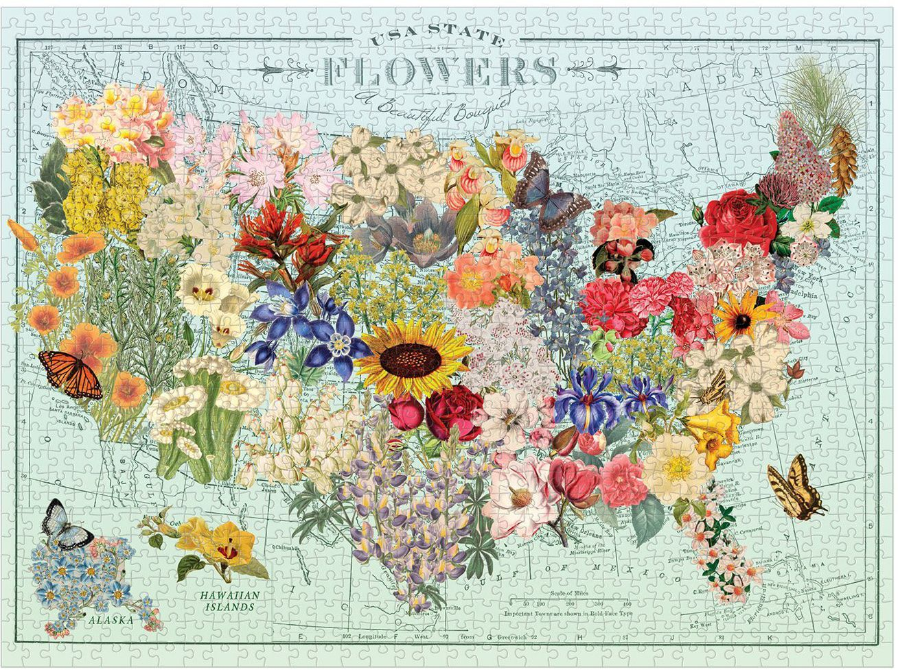 Wendy Gold USA State Flowers 1000 Piece Puzzle