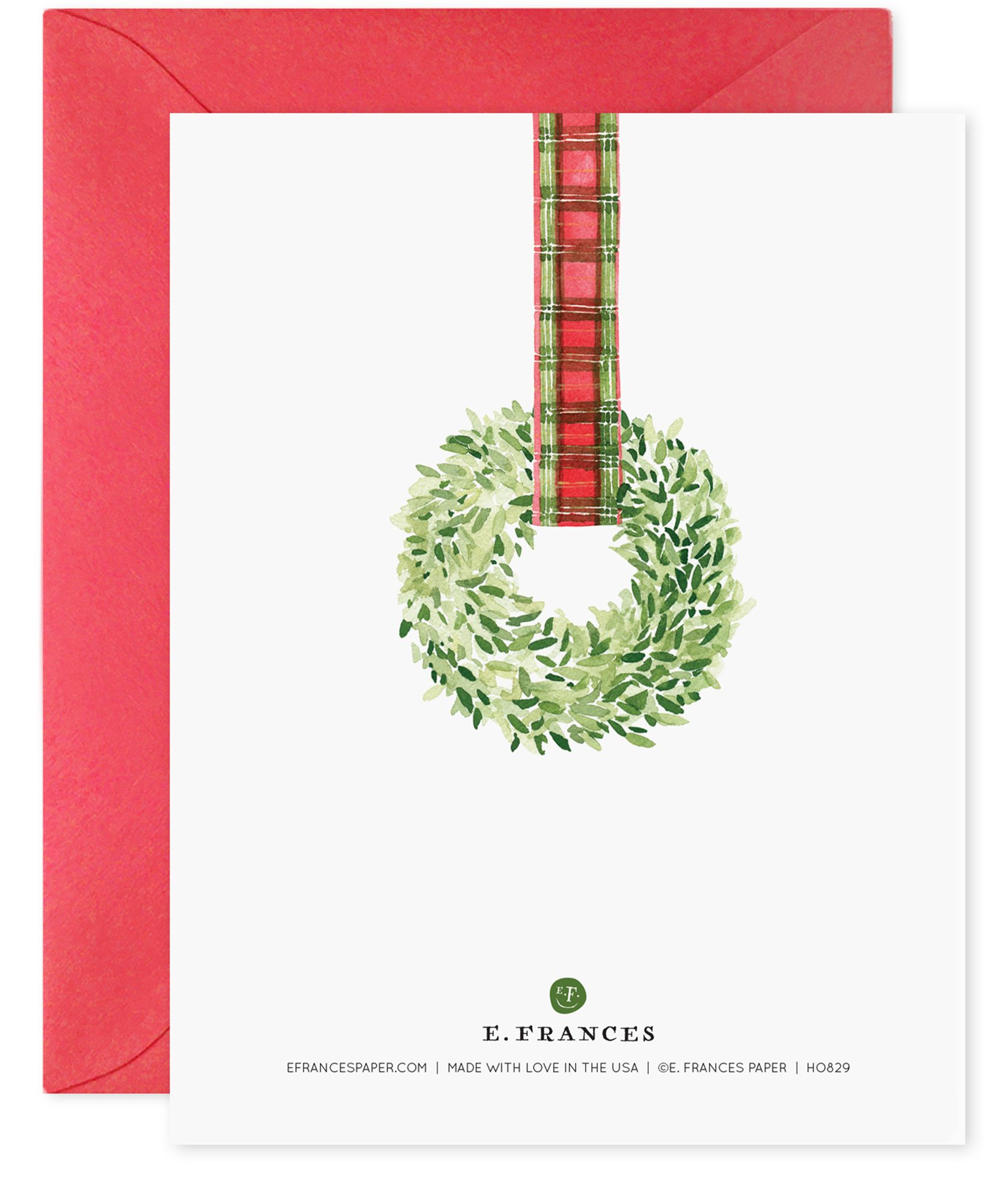 Plaid Ribbon Wreath Holiday Card Set