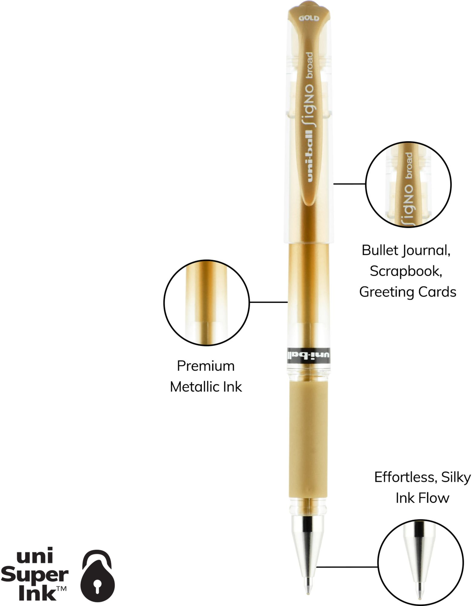 Uni-ball Signo Metallic Gel Impact Bold Point Pens