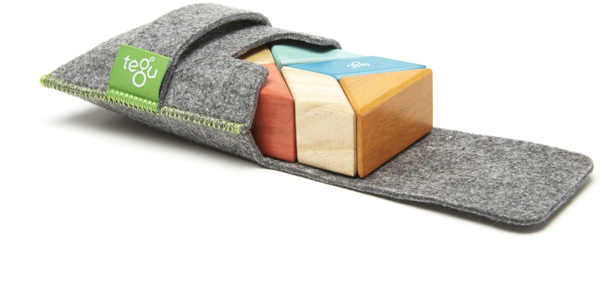 6 Piece Tegu Pocket Pouch Prism Magnetic Wooden Block Set, Sunset