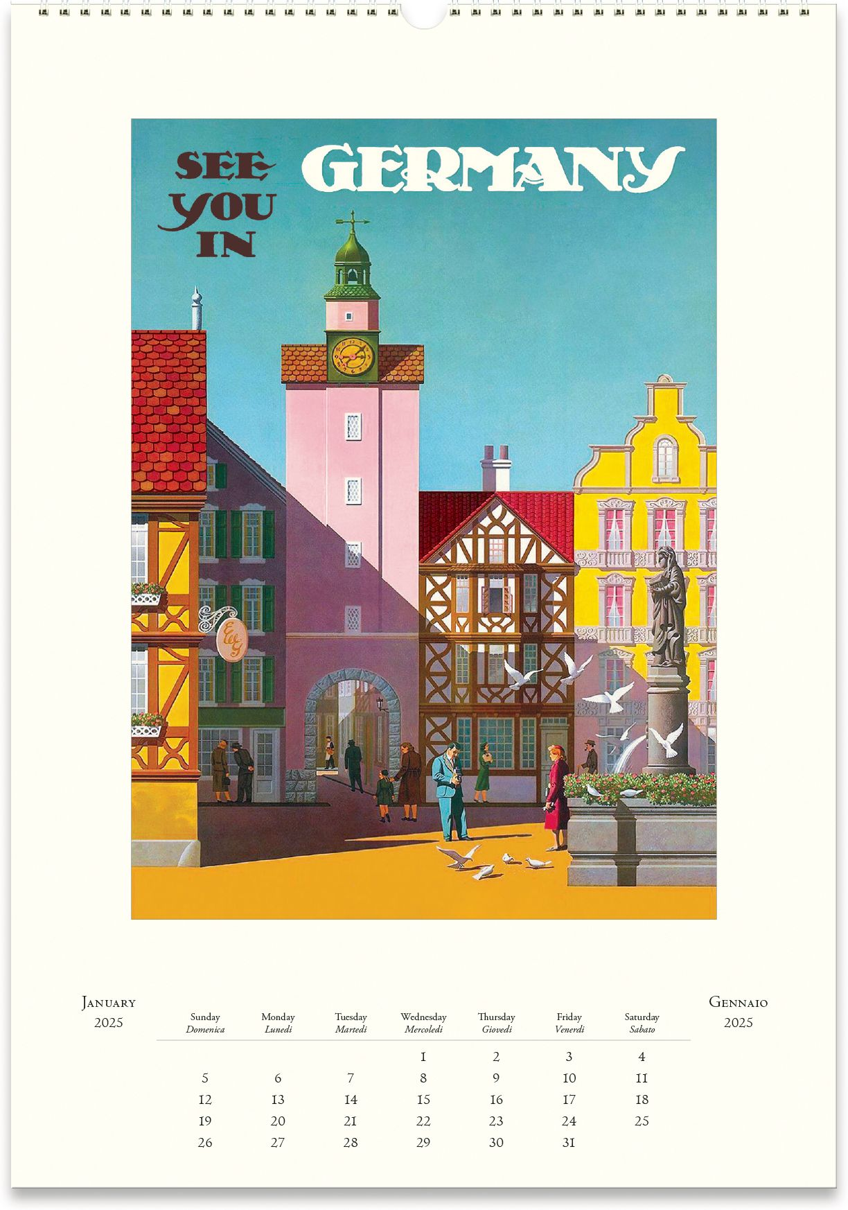 2025 Vintage Travel Wall Calendar