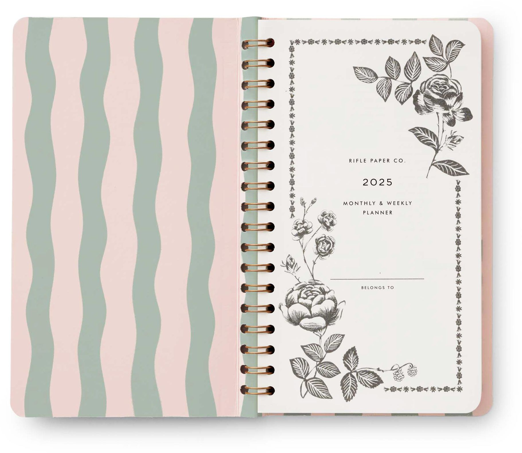 2025 Roses 12-Month Spiral Pocket Planner