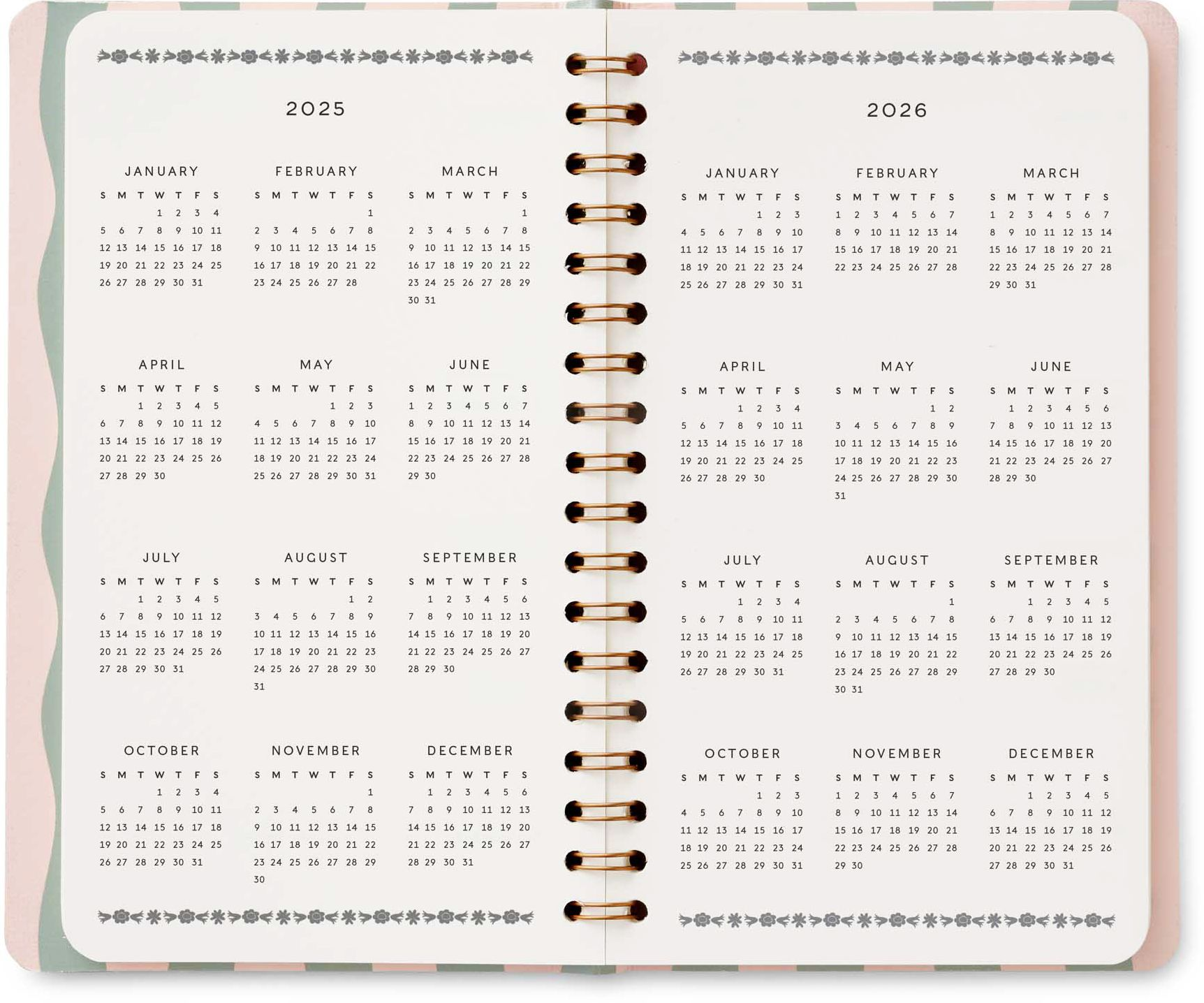 2025 Roses 12-Month Spiral Pocket Planner