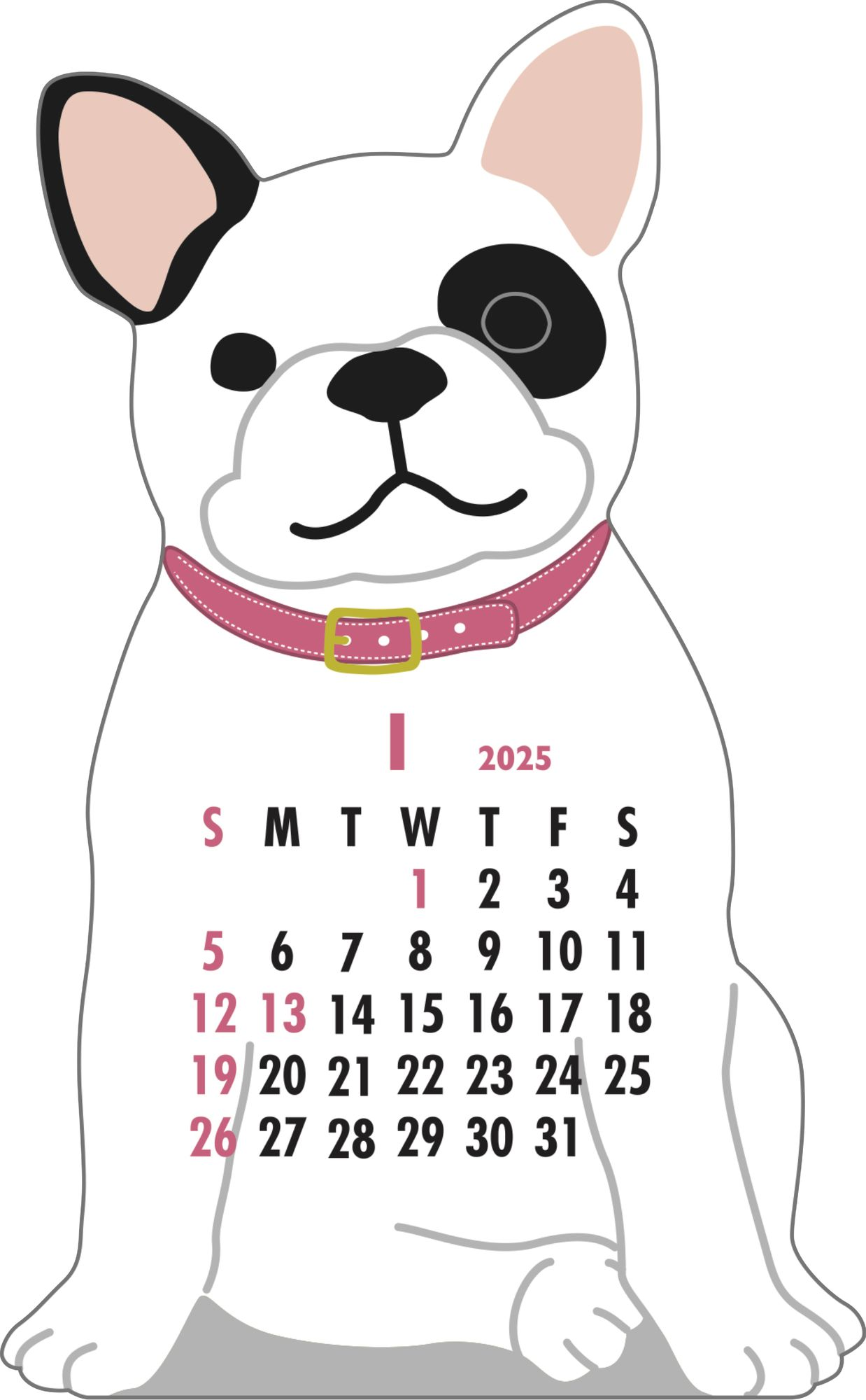 2025 Calendar-Animal Die Cut - FRENCH BULLDOG