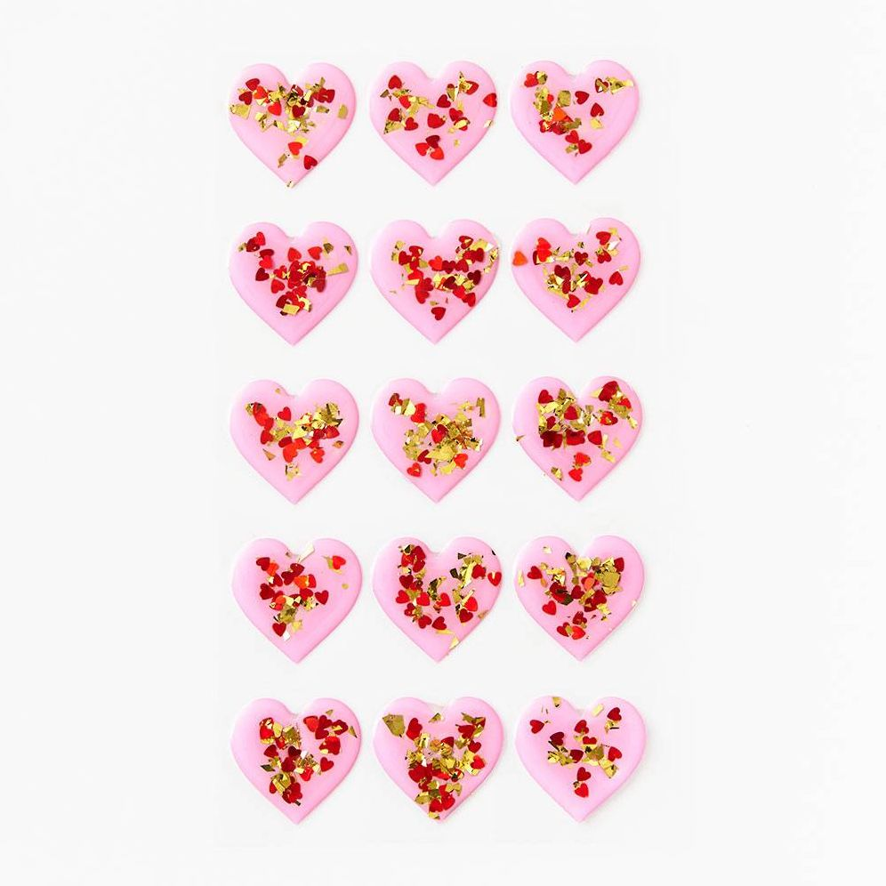 Blush Glitter Heart Stickers