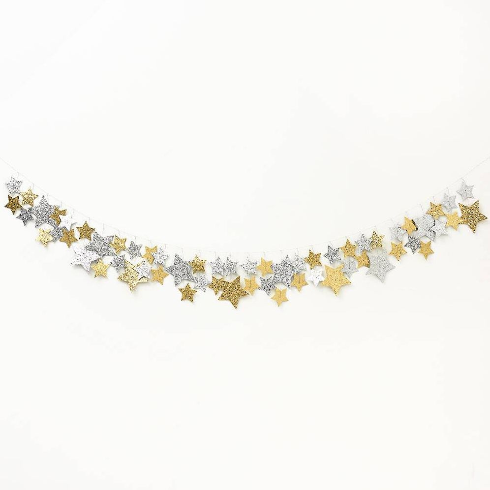 Silver & Gold Glitter Star Garland