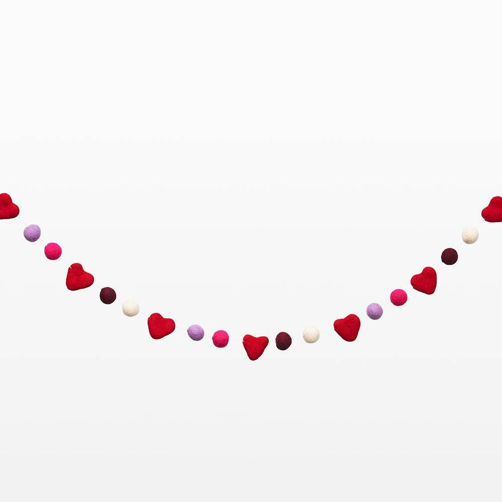 Vibrant Heart Pom Felt Garland