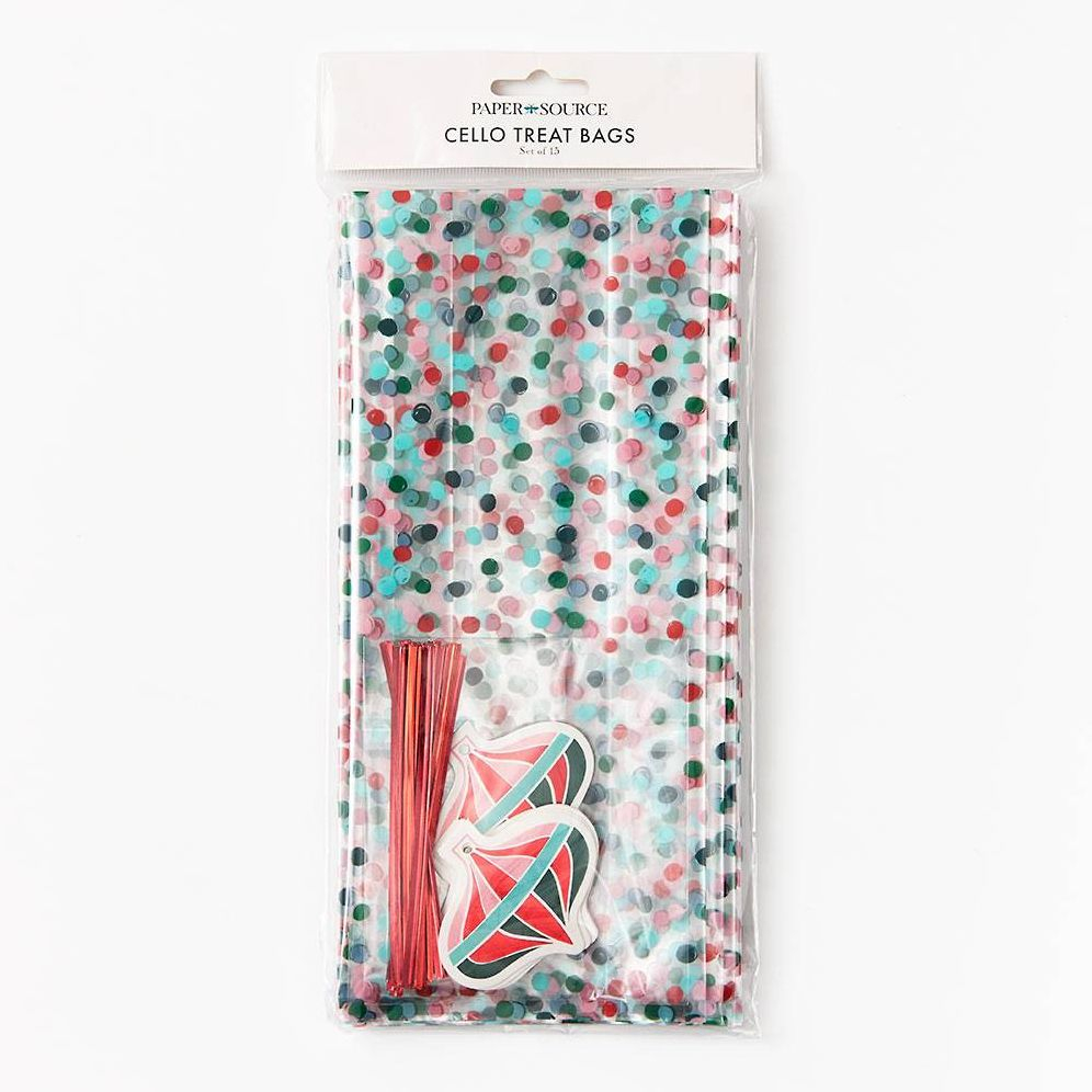 Holiday Dot Cellophane Treat Bags