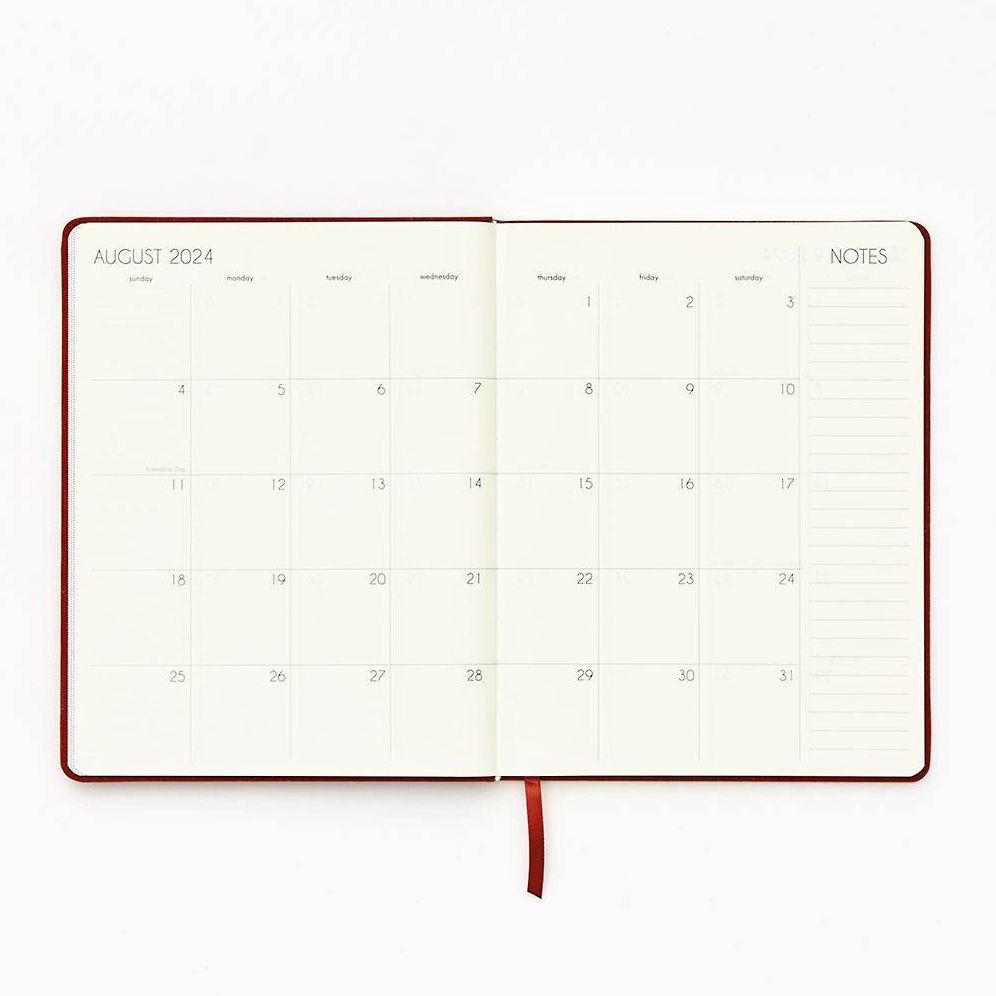 2024-2025 Paper Source Red Linen Bookcloth Weekly Desk Academic Planner 18 Month