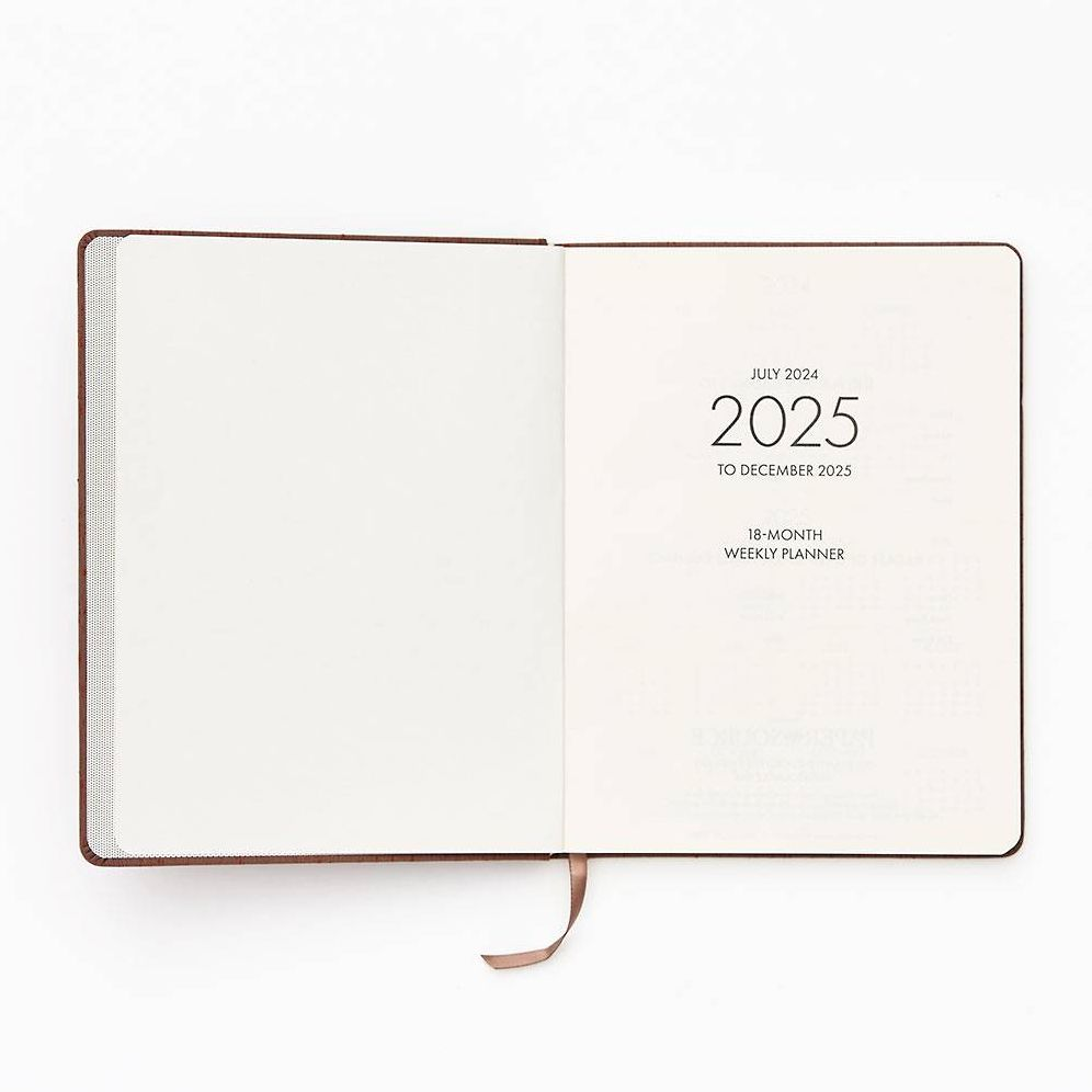 2024-2025 Paper Source Oatmeal Bookcloth Weekly Desk Academic Planner 18 Month