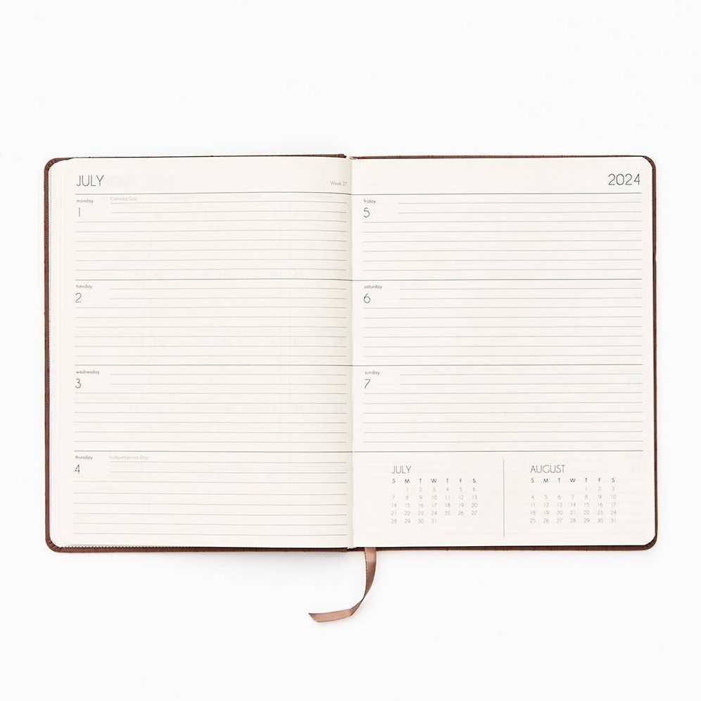 2024-2025 Paper Source Oatmeal Bookcloth Weekly Desk Academic Planner 18 Month