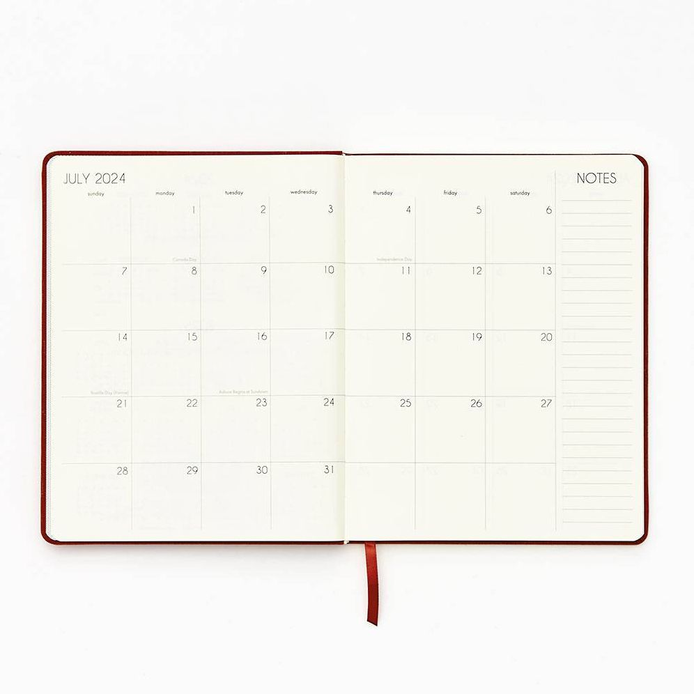 2024-2025 Paper Source Red Linen Bookcloth Weekly Desk Academic Planner 18 Month