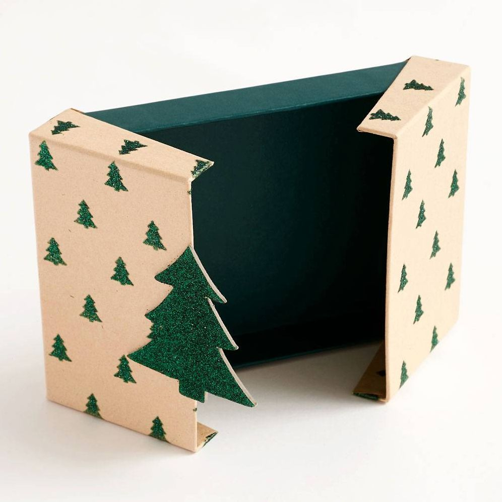 Green Glitter Tree Gift Card Box