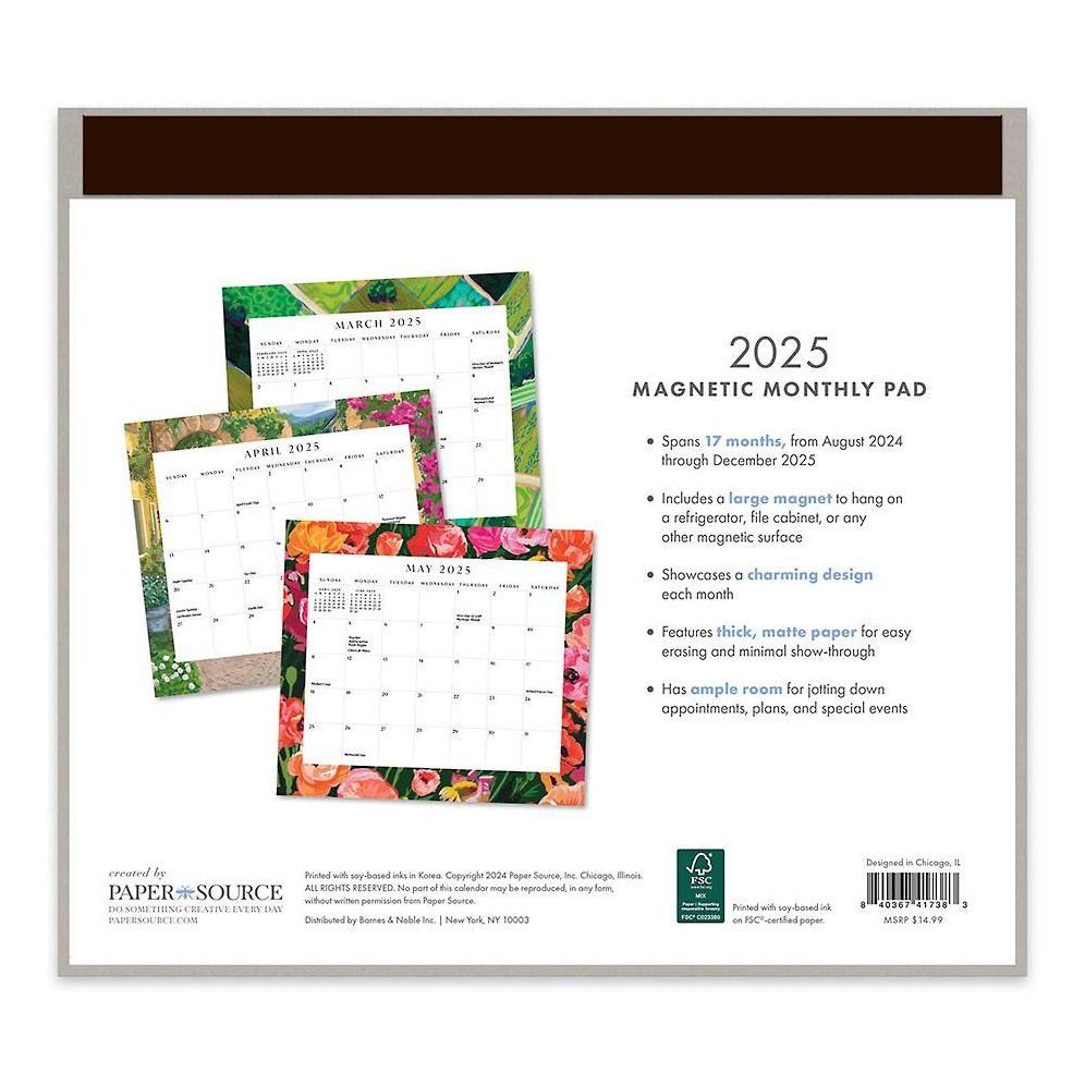 2025 Paper Source Landscapes Monthly Mangetic Calendar