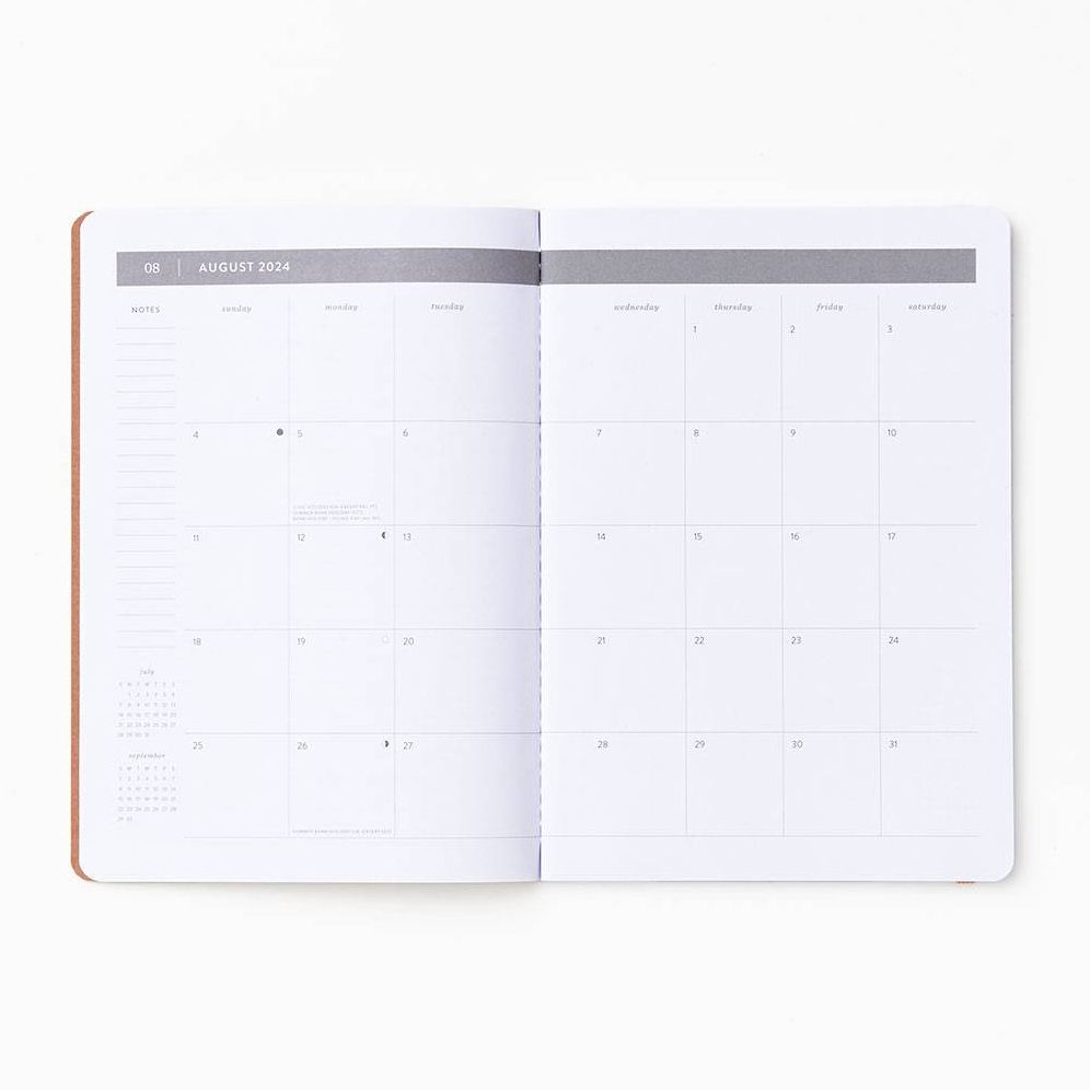 2024-2025 Paper Source Neutral Floral Tile 17-Month Faux Leather Saddlestitch Monthly Planner