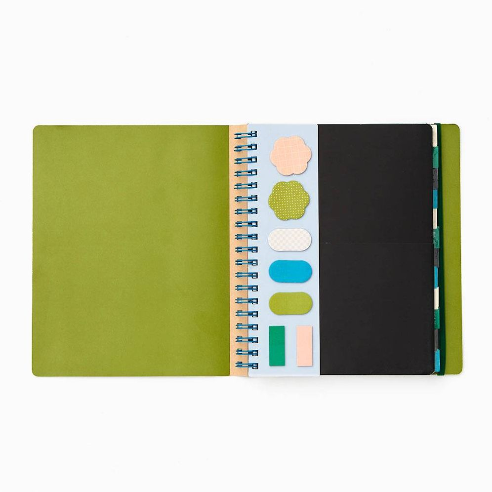 2024-2025 Paper Source Teal Floral Patchwork 17-Month Faux Leather Semi-Concealed Spiral Weekly Planner