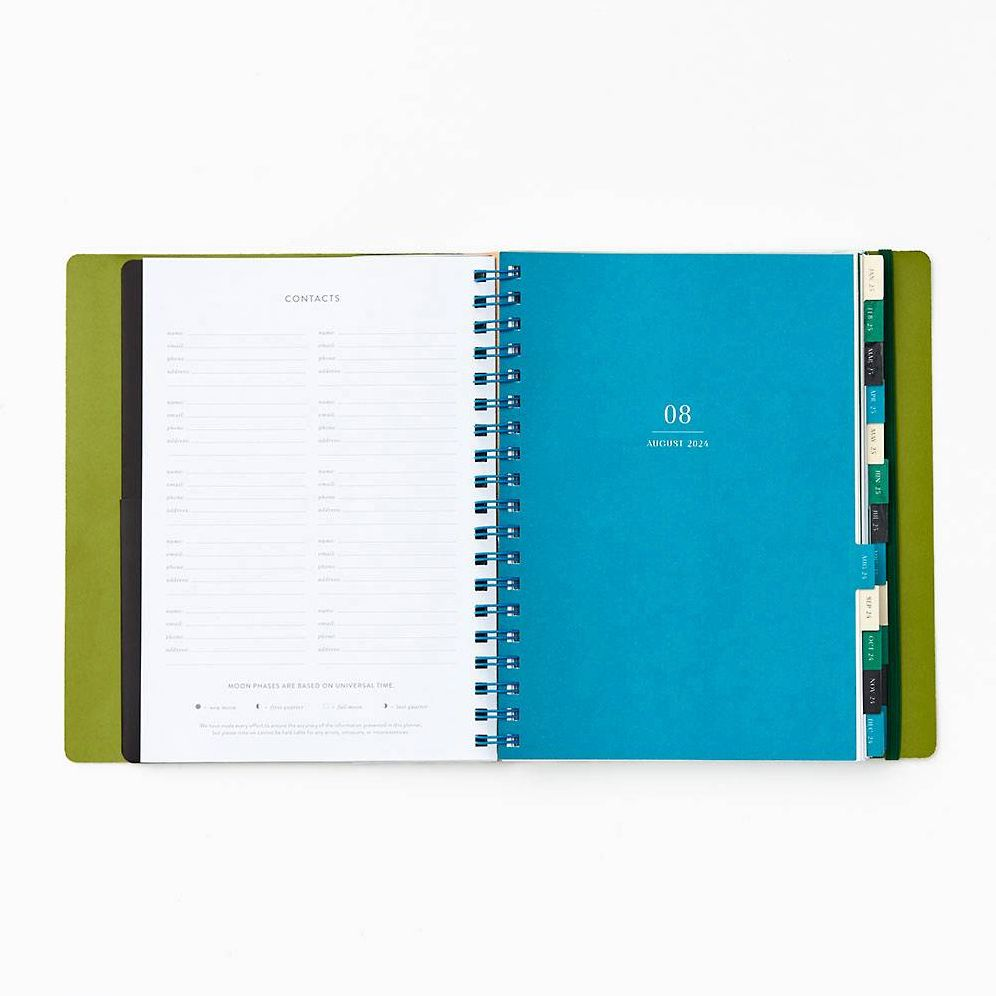 2024-2025 Paper Source Teal Floral Patchwork 17-Month Faux Leather Semi-Concealed Spiral Weekly Planner