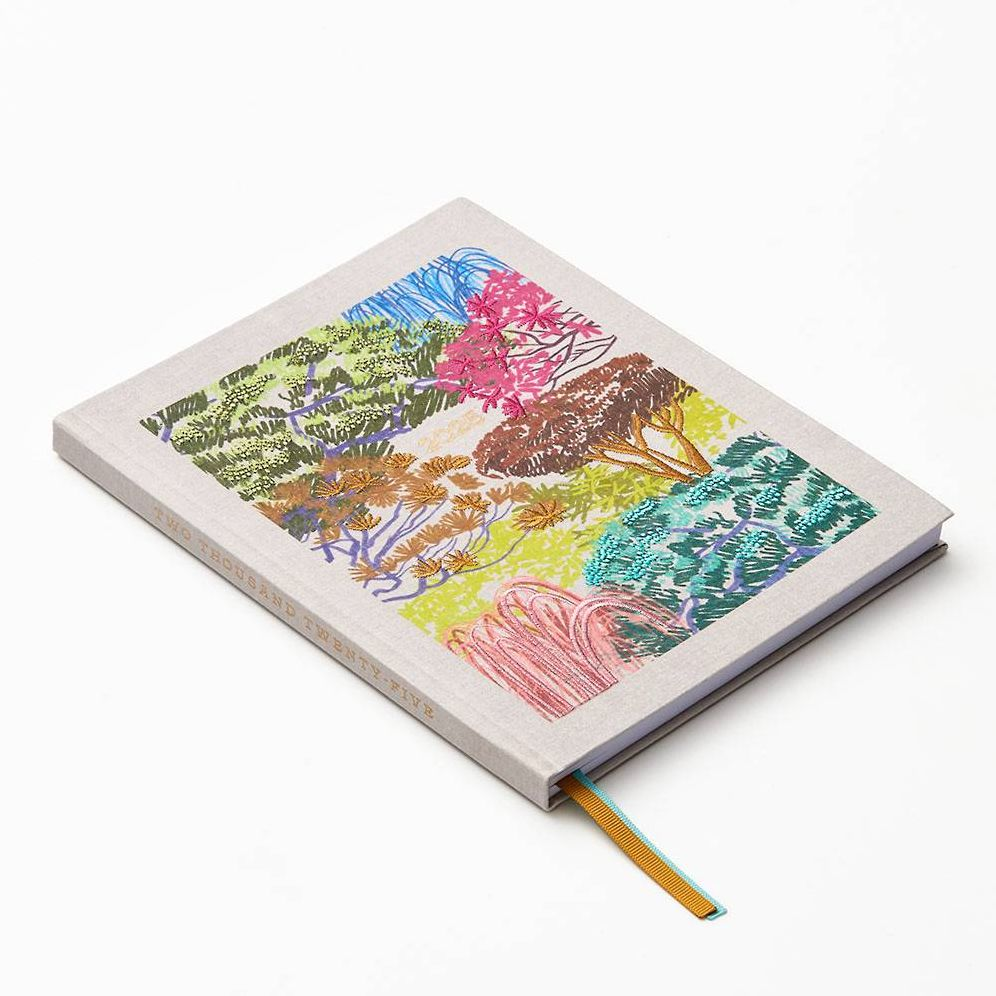 2024-2025 Paper Source Embroidery Arboretum 17-Month Bookcloth Wrapped Flex Cover Weekly Planner