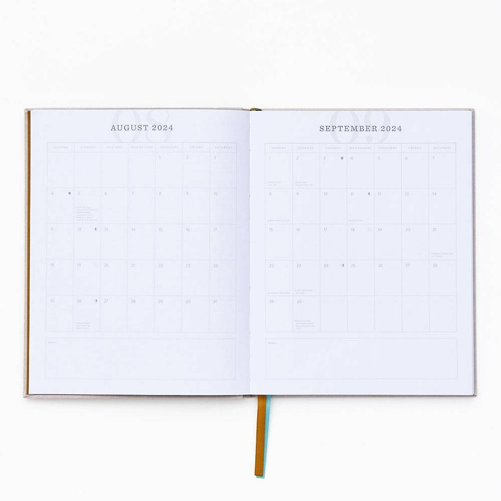 2024-2025 Paper Source Embroidery Arboretum 17-Month Bookcloth Wrapped Flex Cover Weekly Planner