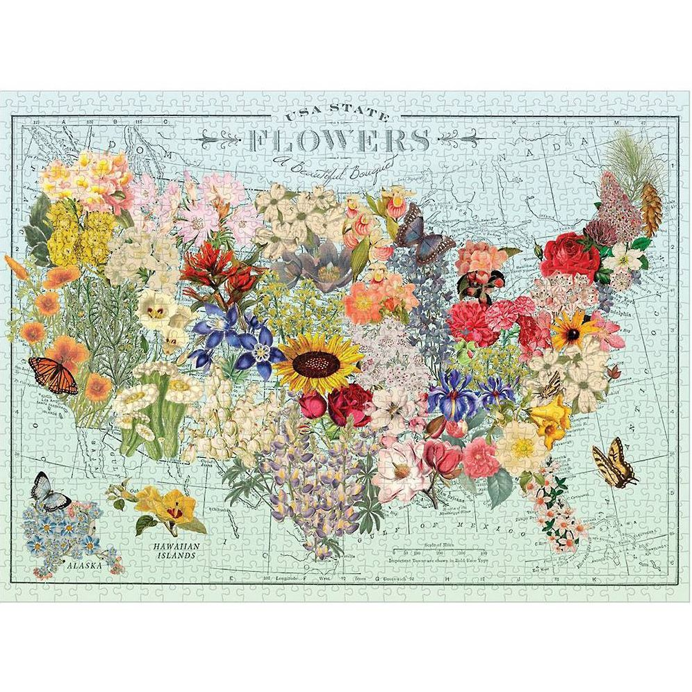 Wendy Gold USA State Flowers 1000 Piece Puzzle