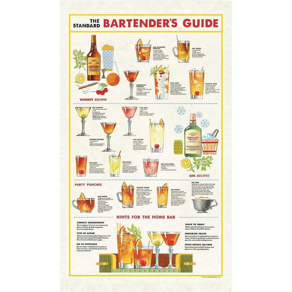 Bartender's Guide Tea Towel