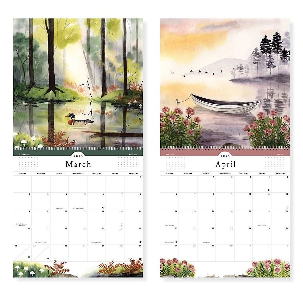 2025 Quiet Earth Watercolor Landscapes Wall Calendar