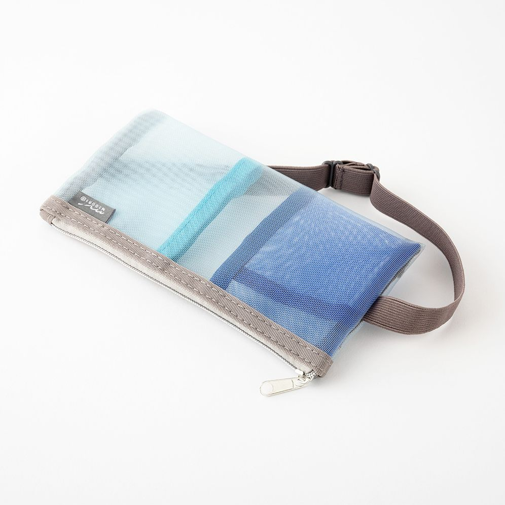 Mesh Blue Book Band Pen Case: B6 - A5