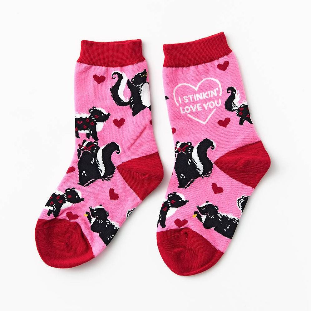 Stinkin' Love You Skunk Kids Socks