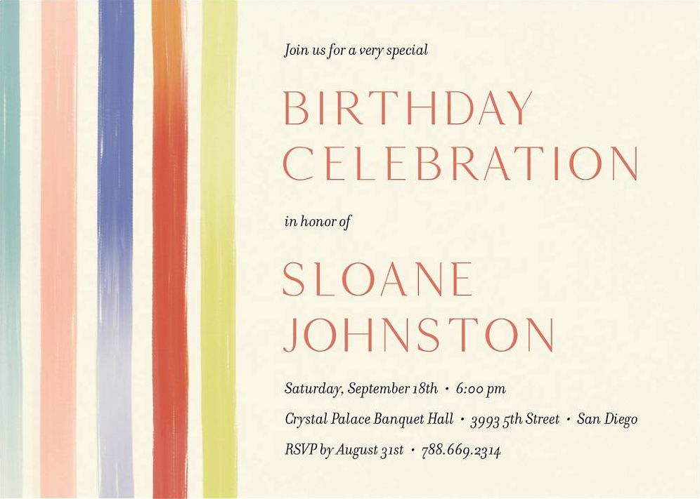 Painted Stripes Party Invitation