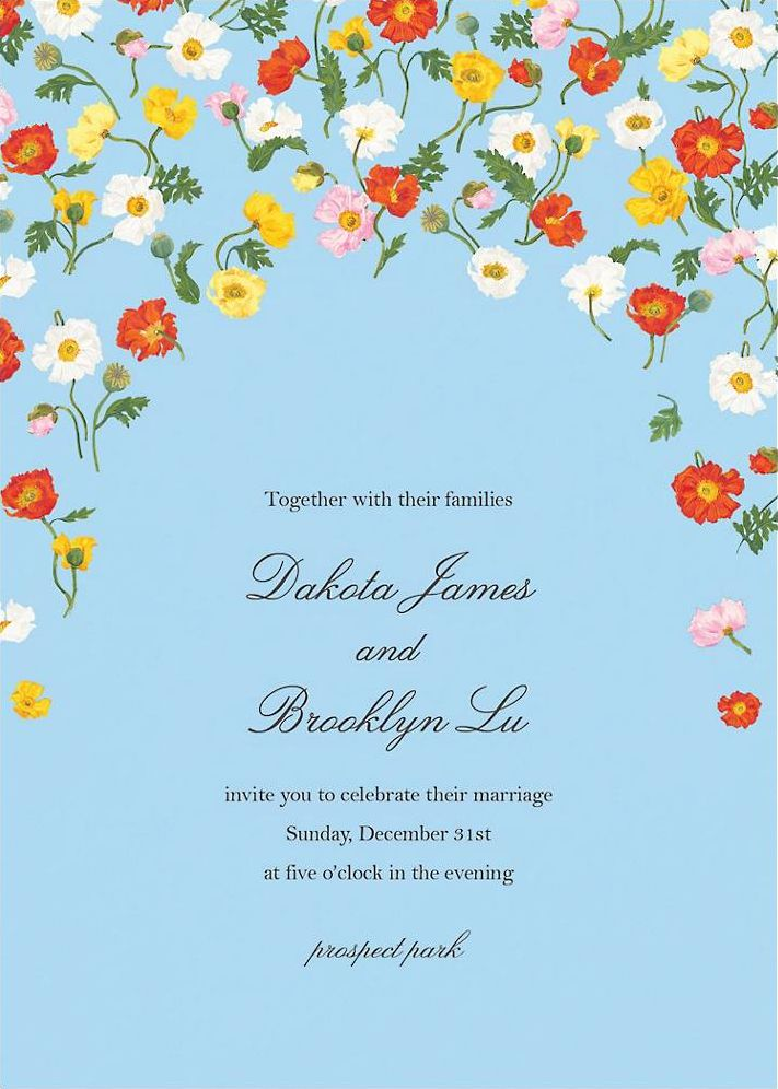 In the Cosmos Light Blue Wedding Invitation