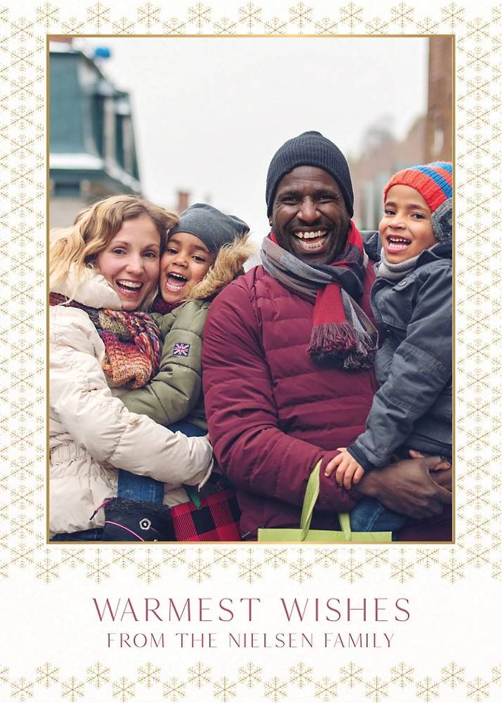 Gold Snowflakes Holiday Photo Card