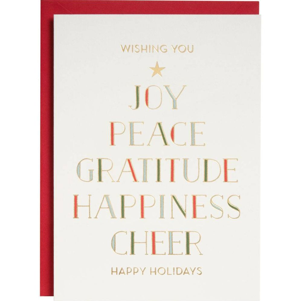 Gold Foil Type Tree Holiday Card Set