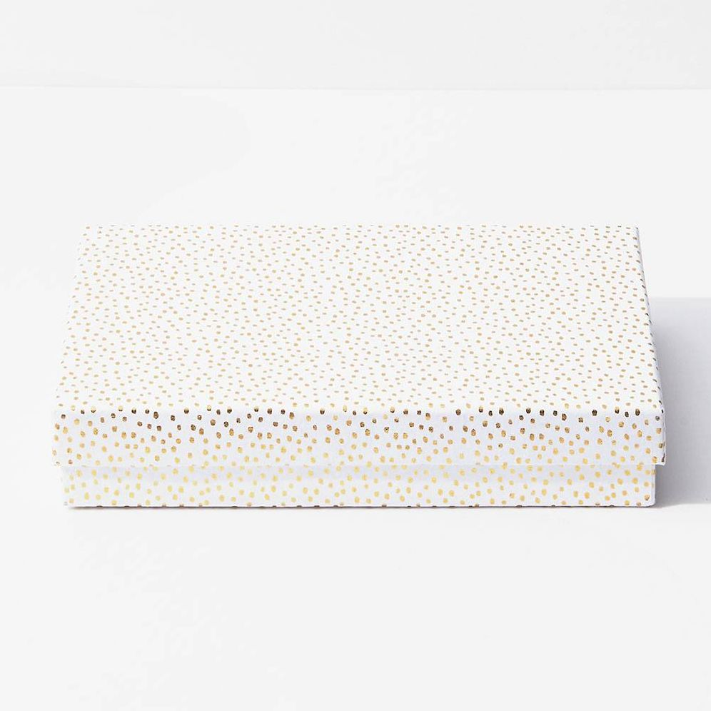 Gold Flurry Dots On White Small Shirt Box