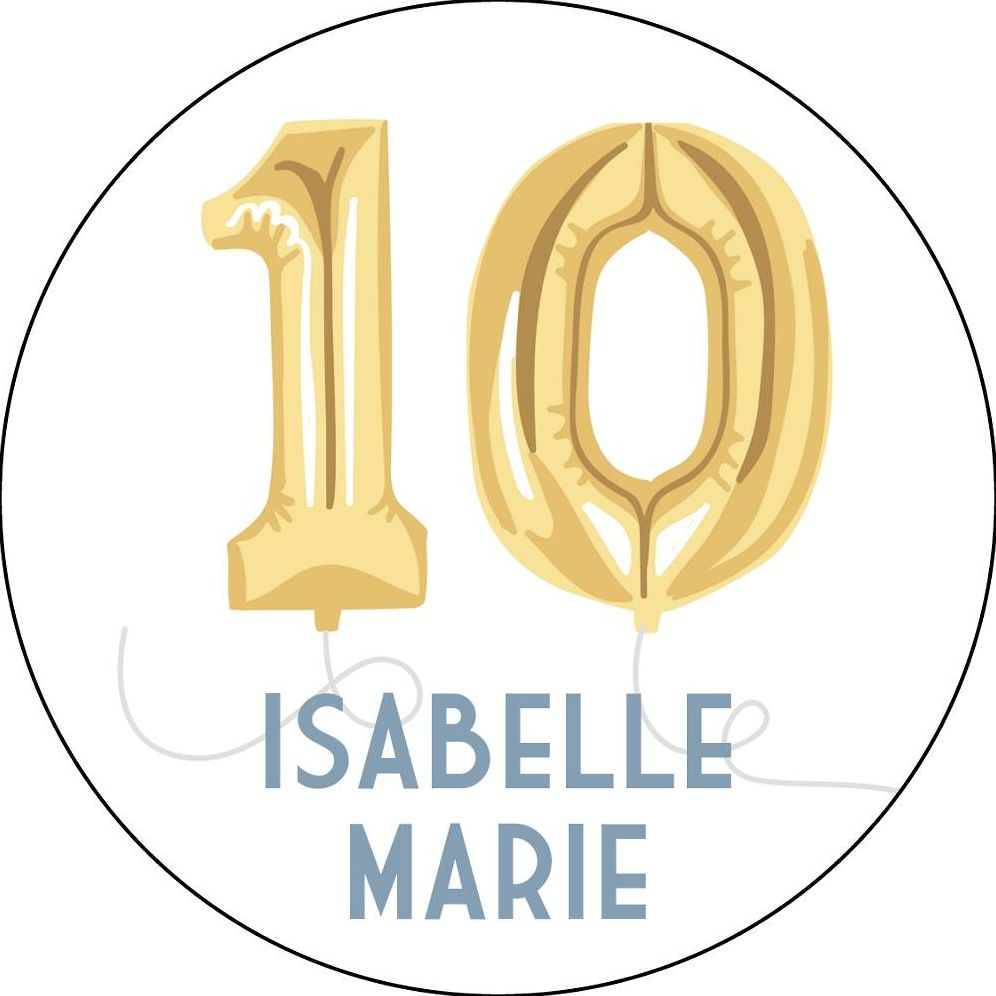 10 Balloons Circle Labels