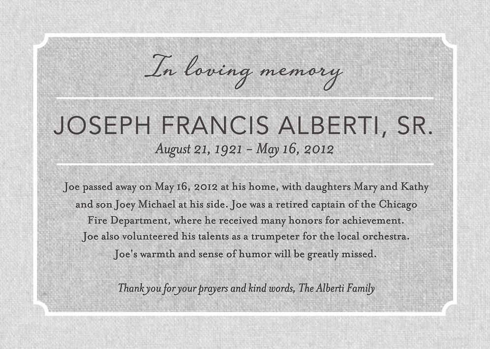 In Loving Memory Memorial Invitation