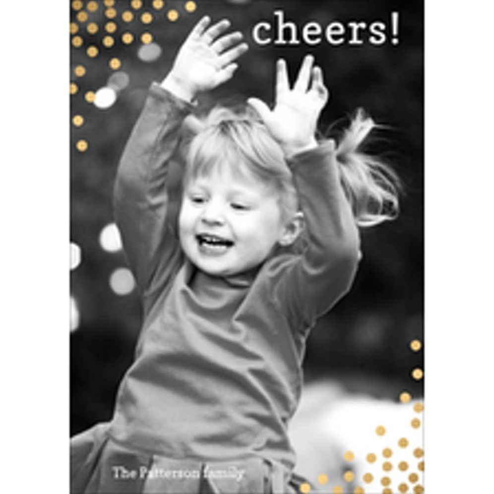 Foil Stamped Confetti Vertical Holiday Photo Card