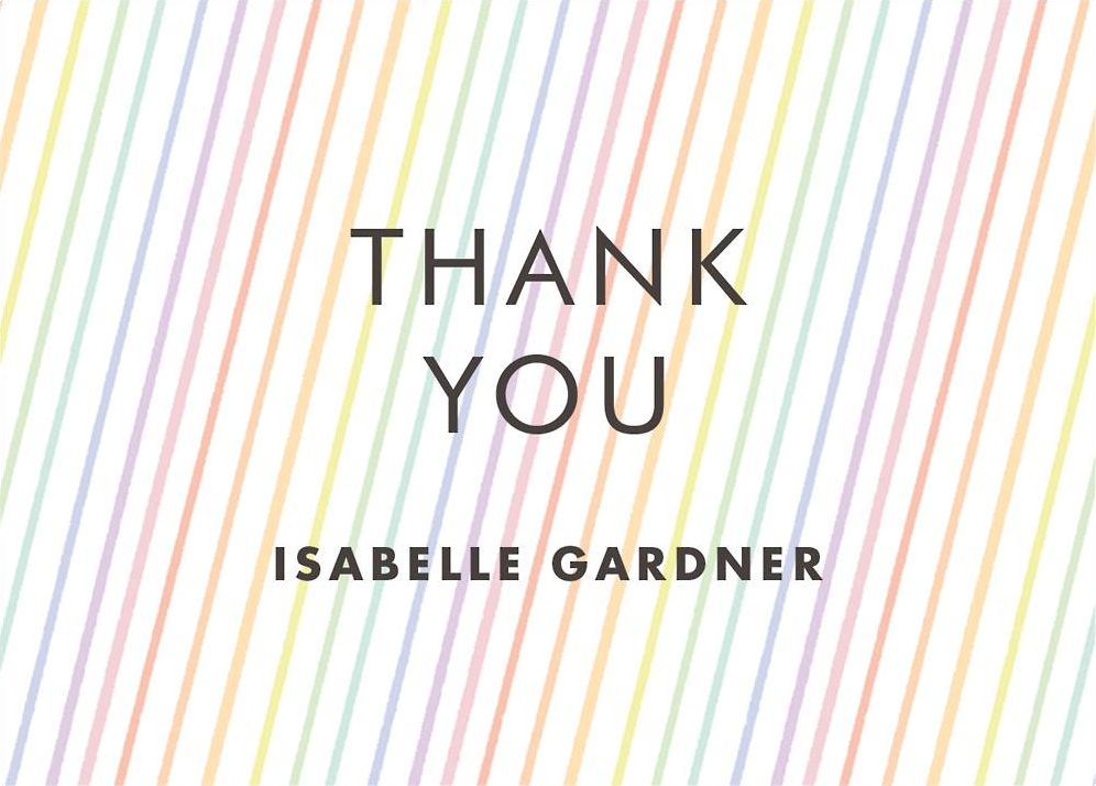 Rainbow Stripe Thank You Notes