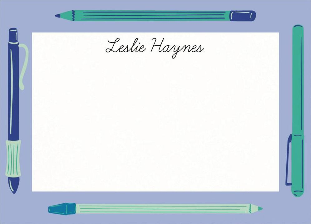 Pens and Pencil Border Stationery