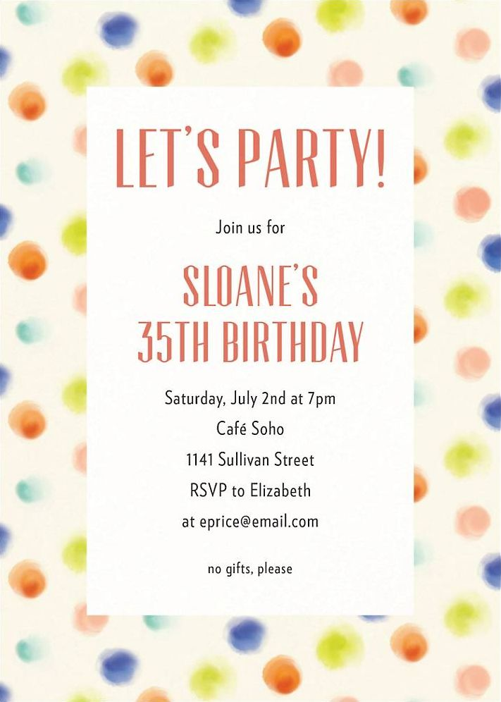 Painted Dots Party Invitation