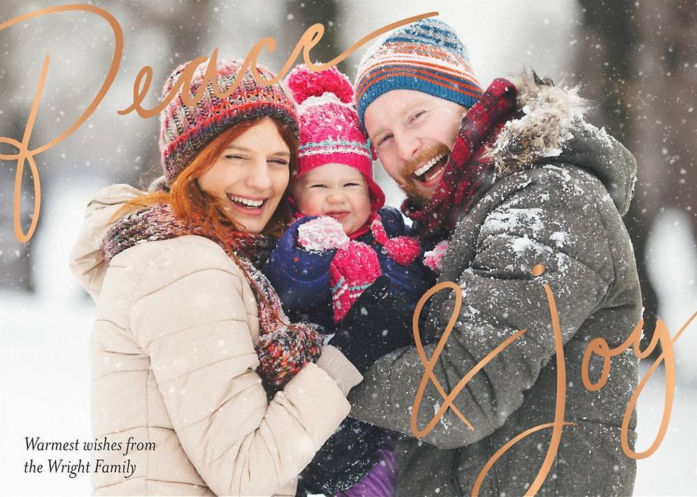 Peace and Joy Foil Holiday Photo Card