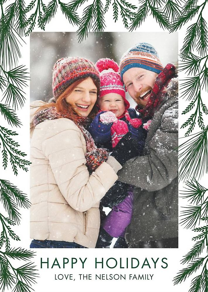 Simple Greenery Holiday Photo Card