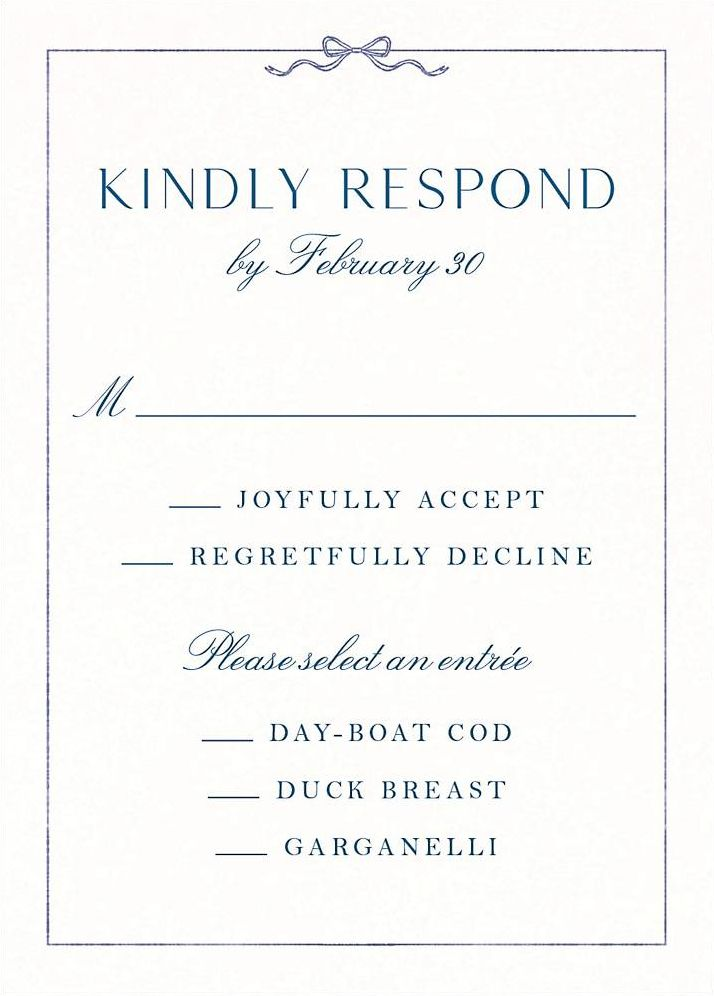 Bow Border Blue Response Card