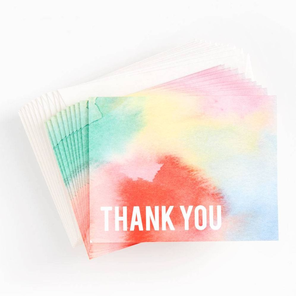 Rainbow Watercolor Thank You Card Set