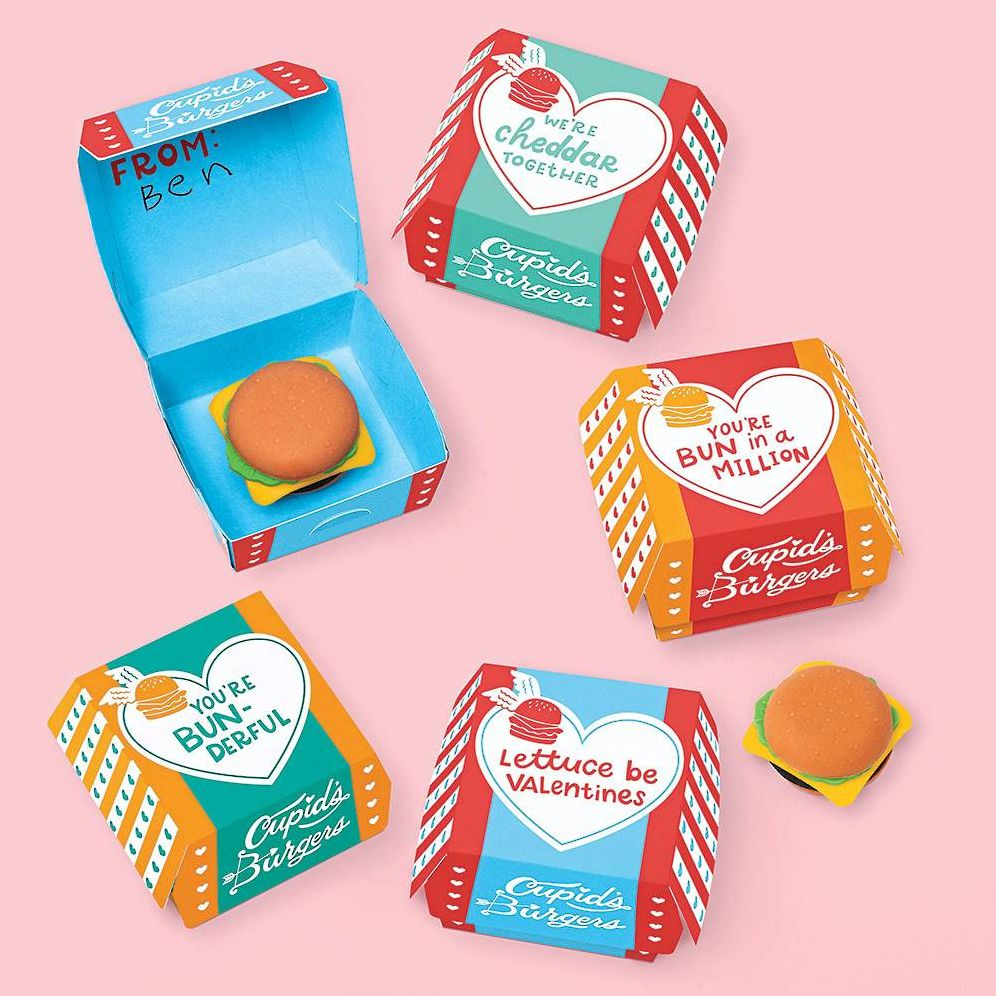 Burger Eraser Valentine's Day Card Kit