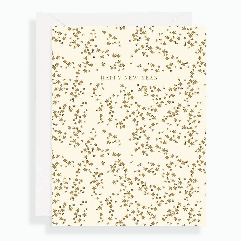 Gold Foil Stars New Year Card