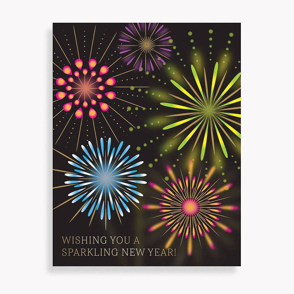 Sparkling Fireworks New Year Card