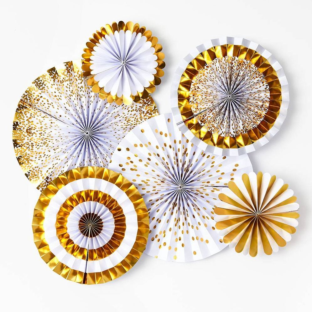 Gold Confetti Party Fans S/6