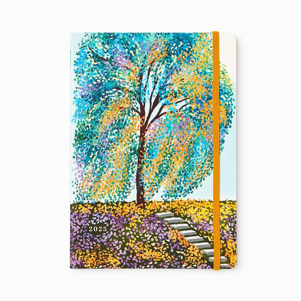 2024-2025 Paper Source Colorful Tree 17-Month Faux Leather Saddlestitch Monthly Planner