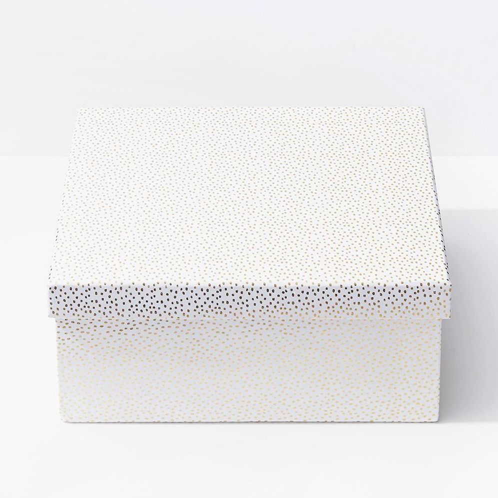 Gold Flurry Dots On White Robe Box