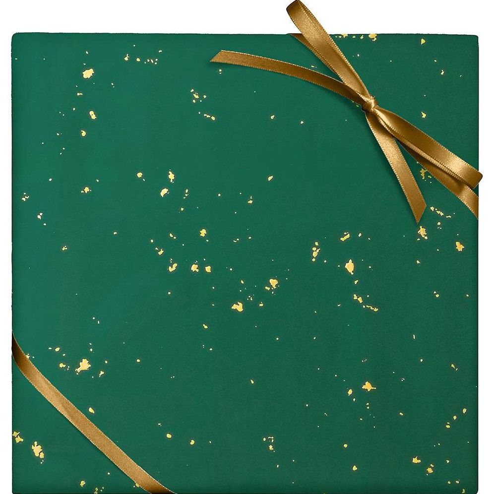 Gold Fleck On Green Stone Wrapping Paper